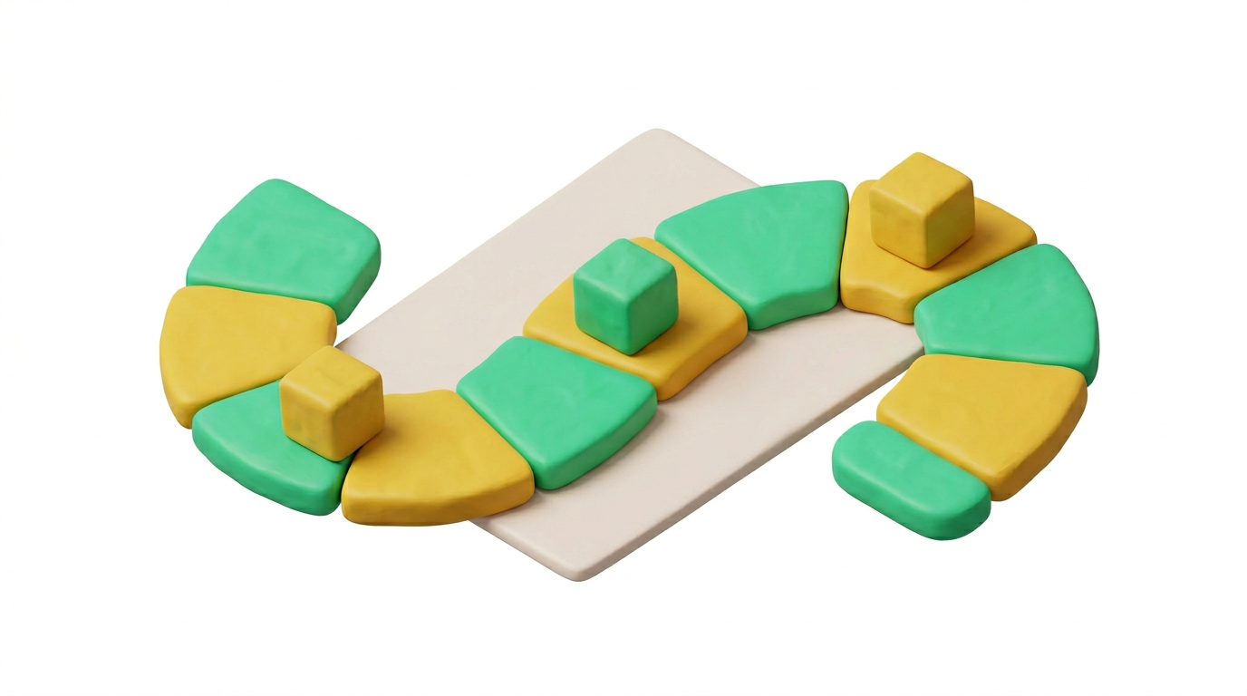 Symbolbild: flexible Abläufe im stilisierten 3D-Knetlook