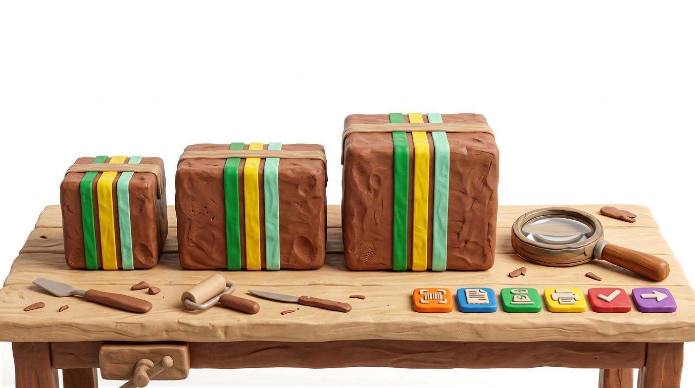 Illustration: Farben und Kürzel zur schnellen Orientierung am Packplatz