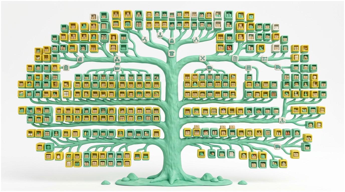 Illustration: hierarchische Lagerstruktur und Lagerplätze