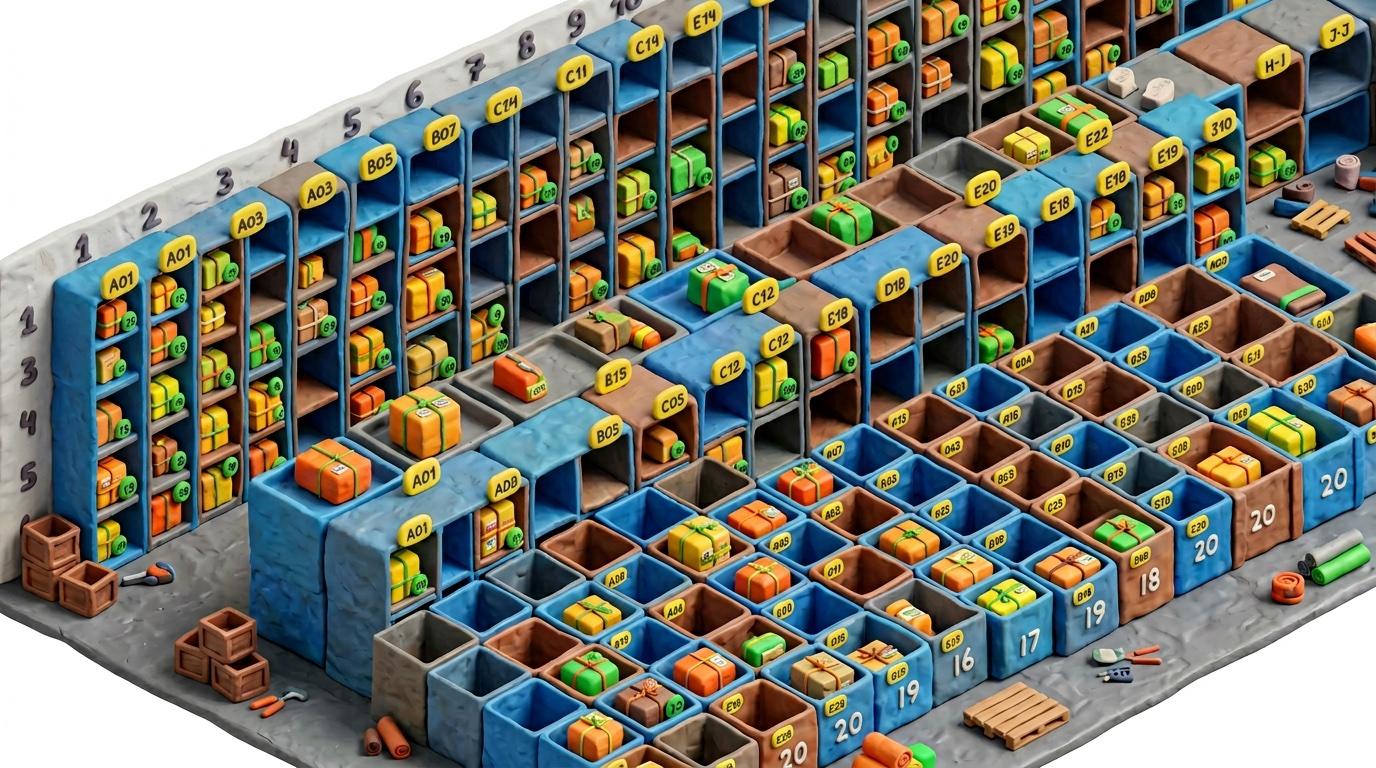 Illustration: Lagerplätze und Zuordnung beim Picking