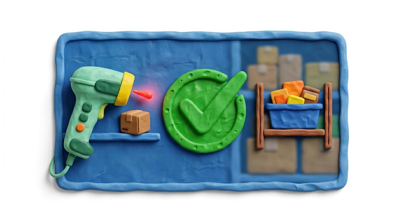 Illustration: Scannen und Bestätigen beim Picking