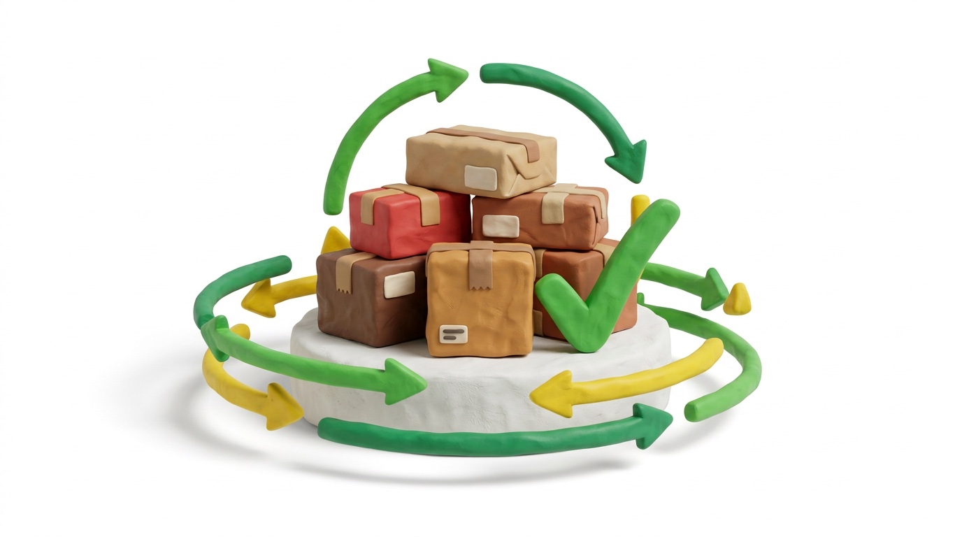 Grafik: Pakete und Versand – operative Umsetzung im Lager (Grün und Gelb)