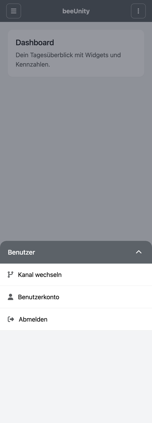 Mobil: Benutzer-Menü mit Kanal wechseln